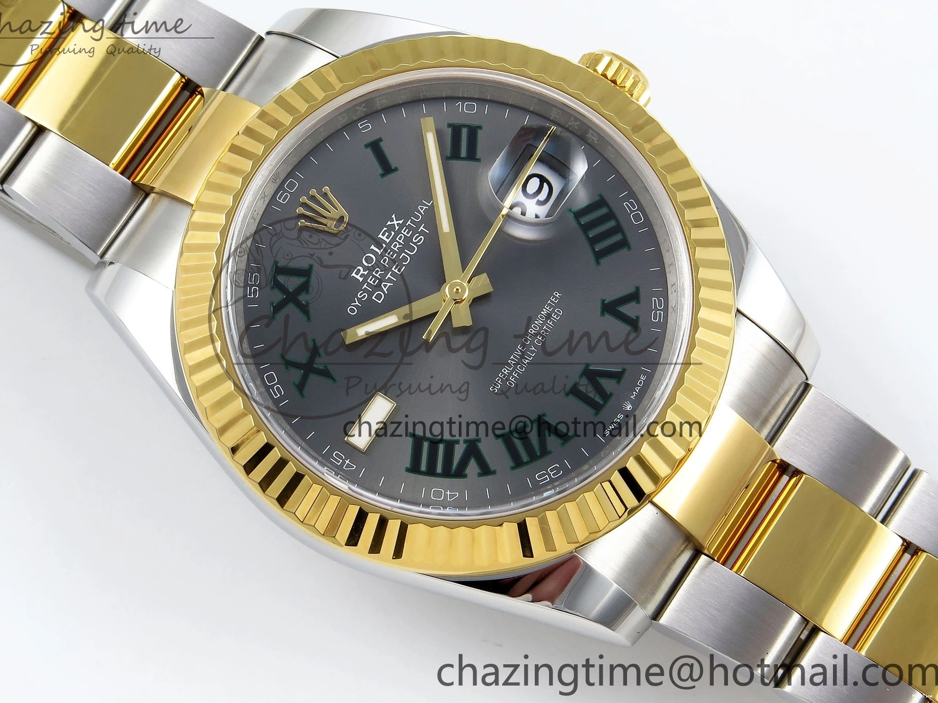 MiroTime 0131 DateJust 41 126333 Clean 1:1 Best Edition 904L Steel Gray Dial Green Roman Marker on SS YG Oyster Bracelet VR Popular 1564